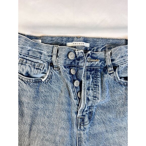 PacSun High Rise Button Fly Jeans | Straight Leg | Blue Denim - Picture 1 of 4